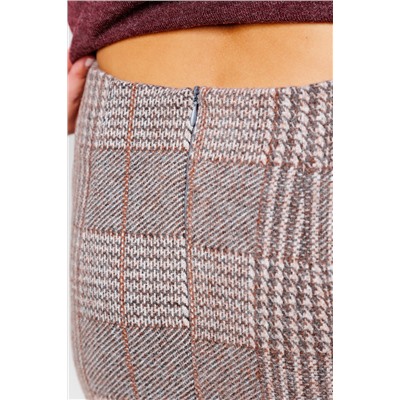 273-1BRN Юбка теплая в клетку миди