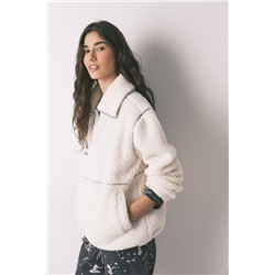 Bata corta sherpa blanca estampado El Principito