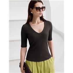 Джемпер из трикотажа в широкий рубчик