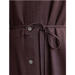 Длинное платье-рубашка с поясом и разрезами изо льна с вискозой