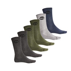 Timberland Statement Logo Cushioned Socks - 6-Pack, Crew (For Men)