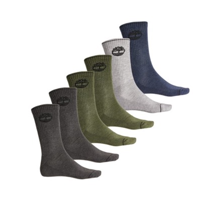 Timberland Statement Logo Cushioned Socks - 6-Pack, Crew (For Men)
