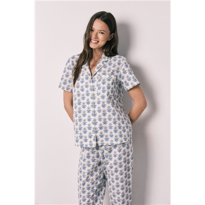 Pijama camisero Capri algodón estampado