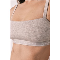 Sujetador top algodón canalé marrón