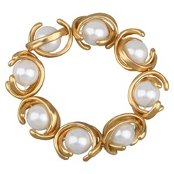 Браслет Юпитер (Майорка белая 14мм; покрытие матовое золото) 20см, Есть комплект