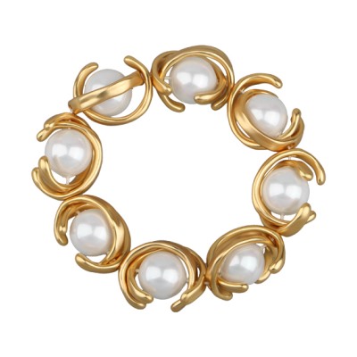 Браслет Юпитер (Майорка белая 14мм; покрытие матовое золото) 20см, Есть комплект