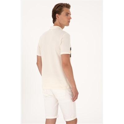 Erkek Regular Fit Krem Polo Yaka Tişört