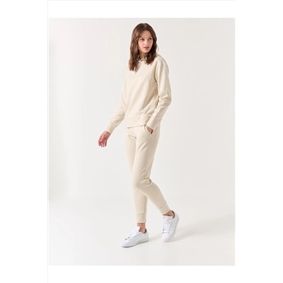 Jimmy Key Ekru Dar Kesim Dar Paça Jogger Pantolon 23SJ080000