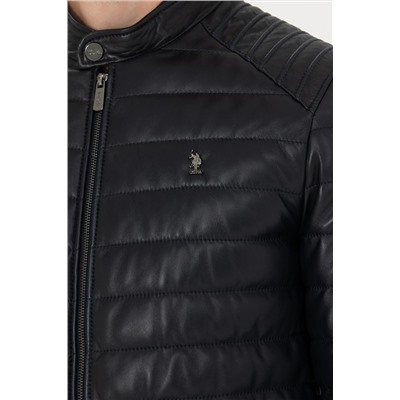 Erkek Lacivert Deri Ceket