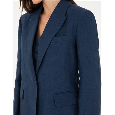 Lacivert Regular Fit Keten Ceket