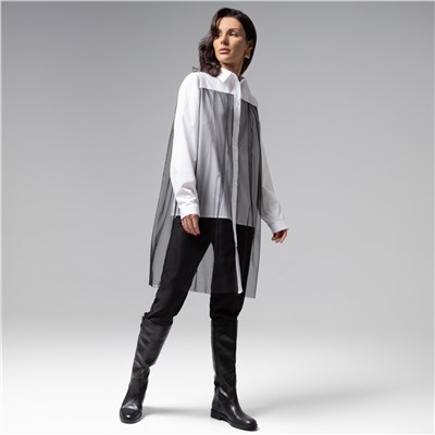 Рубашка комбинированная с сеткой, Срочно на обложку (white)