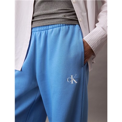 Monogram Logo Fleece Wide Leg Sweatpants