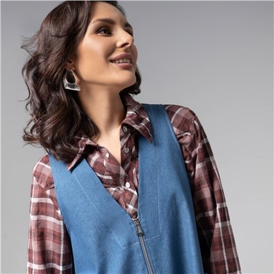 Сарафан объемного кроя с карманами, Джинсовое настроение