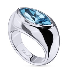 Кольцо Эдем (кристаллы SW аквамарин; покрытие родий), Есть комплект