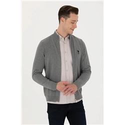 Erkek Gri Melanj Basic Triko Hırka