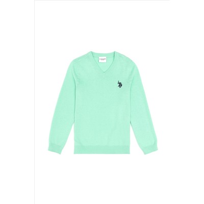 Erkek Çocuk Mint Basic V Yaka Kazak