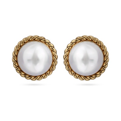 Серьги олд мани (Майорка 22мм белая; покрытие золото), Есть комплект