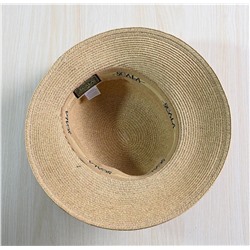 Cоломенная плетеная шляпа с закругленным краем из ленты и бантом для защиты от солнца