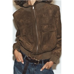 CHAQUETA BOMBER CUELLO SUBIDO RIB