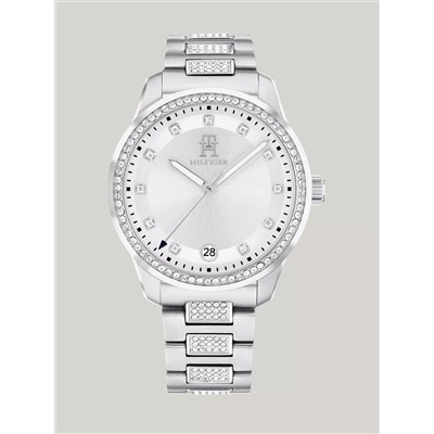 36MM T85 White Dial Crystals Watch  Women's