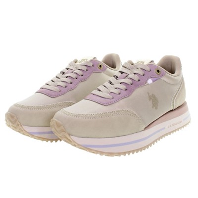 Sneakers Sacha - cuero vuelto - blanco y beige