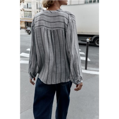 WOVEN STRIPED BLOUSE