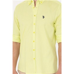 Erkek Neon Sarı Uzun Kollu Basic Gömlek