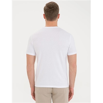 Beyaz Slim Fit Bisiklet Yaka Basic Tişört