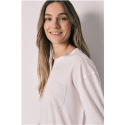 Pijama largo algodón pantalón rayas verde