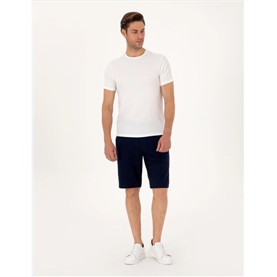 Lacivert Slim Fit Örme Şort