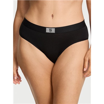 Logo Cotton Shine Patch Velvet Hiphugger Panty