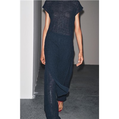 FINE KNIT CRINKLED MIDI DRESS