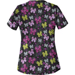 UA Butterfly Bounty Black Scrub Top