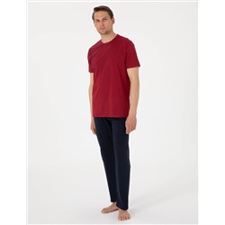 Bordo Kısakol Pijama Takımı