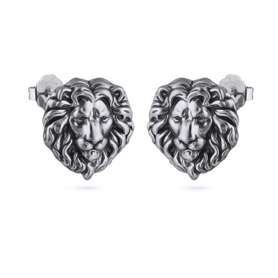 Серьги Король лев (покрытие античное серебро), Есть комплект