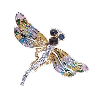 Брошь Стрекоза (эмаль микс; покрытие родий, золото) 5см, Есть комплект