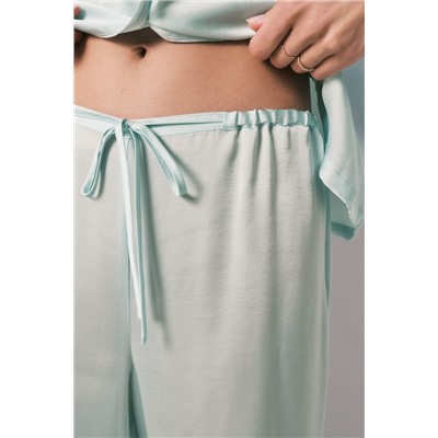 Pijama camisero largo satén verde