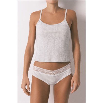 Braga clásica ancha algodón gris estampado rayas