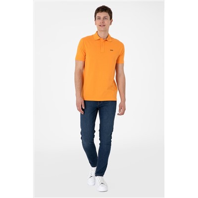 Erkek Regular Fit Polo Yaka Turuncu Basic Tişört