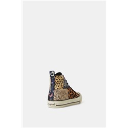 Sneakers caña alta patch piel