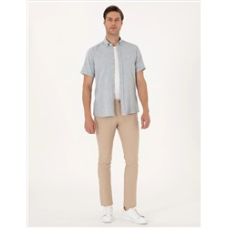Bej Slim Fit Kanvas Pantolon