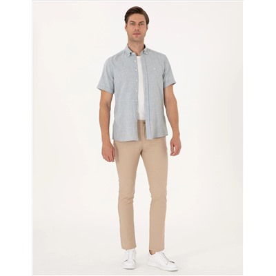 Bej Slim Fit Kanvas Pantolon