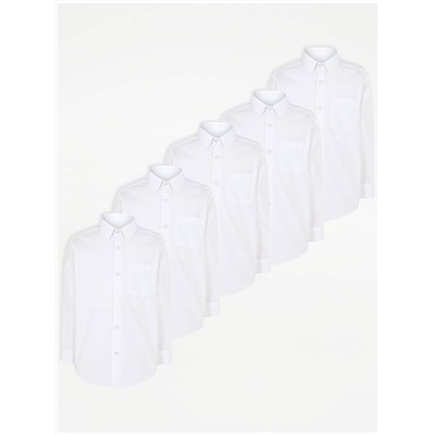 Boys White Long Sleeve School Shirts 5 Pack
