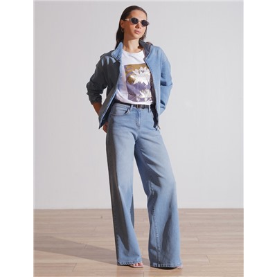 Джинсы трубы из денима