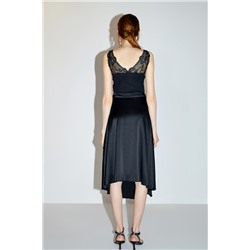 Falda asimétrica de seda Negro