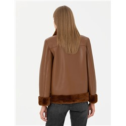 Kahverengi Regular Fit Deri Ceket