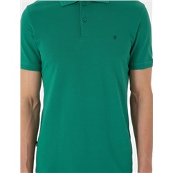 Yeşil Slim Fit %100 Pamuk Polo Yaka Basic Tişört