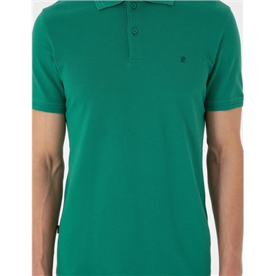 Yeşil Slim Fit %100 Pamuk Polo Yaka Basic Tişört