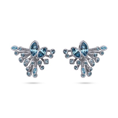 Серьги Эйва (кристаллы SW аквамарин; покрытие родий), Есть комплект