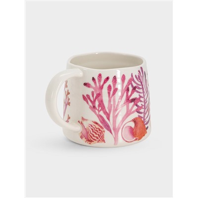Кружка, 380 мл, фарфор P, белая/розовая, Морская жизнь, Ocean Life